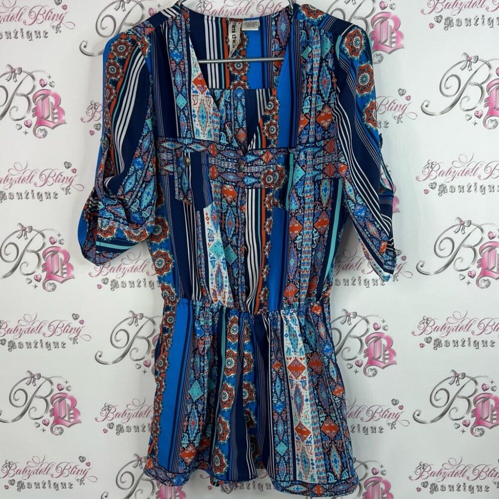 Mimi Chica dress Aztec button up Multicolor Long Sleeve Dress